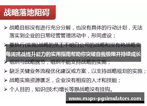 每周挑战提升能力的实用指南帮助你突破自我极限并持续成长